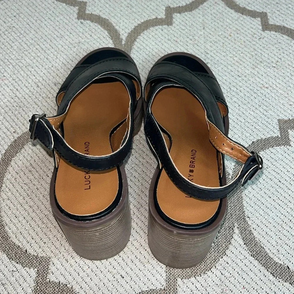 Lucky Brand Delmie leather Backstrap High Heel Sandals platform, NWOT - Picture 7 of 17